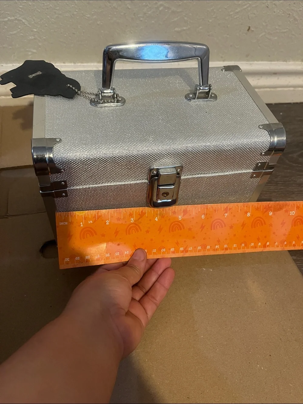 Silver Portable Storage Case with Handle
